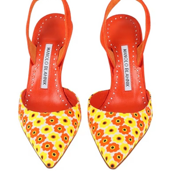 Manolo Blahnik Shoes - Manolo Blahnik Women's Floral Orange and Yellow Heels
